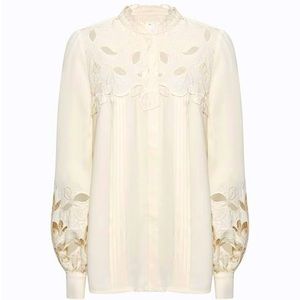 Reiss Sophie Lace Blouse Button-down Long Sleeve FW2022